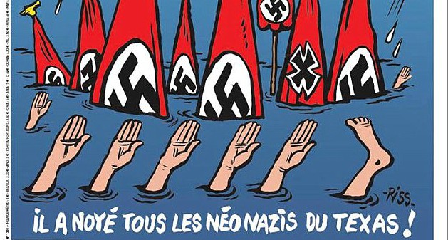 Charlie Hebdo: «Ο Θεός έπνιξε όλους τους νεοναζί του Τέξας»!