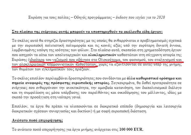 «…του φασισμού, του σταλινισμού και των ολοκληρωτικών κομμουνιστικών καθεστώτων» - Ο Δήμος Νίκαιας - Ρέντη σε πρόγραμμα της ΕΕ για αναθεώρηση της Ιστορίας